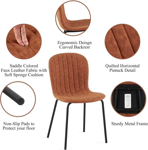 Miniatura 7 de Juego de mesa de comedor para 4, moderno juego de mesa de cocina de 5 piezas, mesa de comedor rectangular de 47 pulgadas y sillas vintage de piel