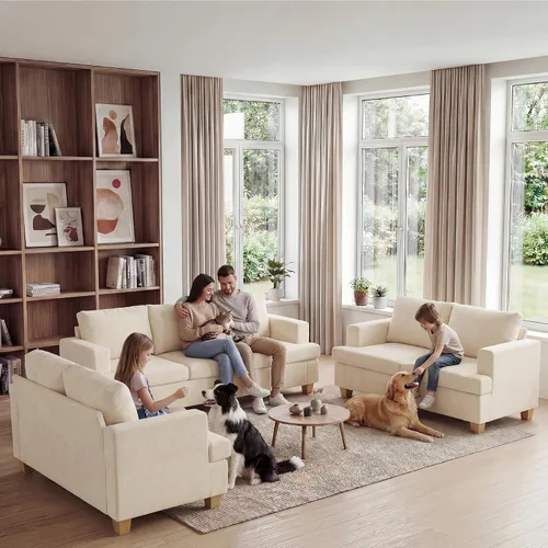 Miniatura 8 de Apicizon Cloud Couches Juegos de Muebles para Sala de Estar, Juego de Sofá Loveseat de 2 Plazas y Sofá de 3 Plazas para Dormitorio, Cómodo Sofá Cama