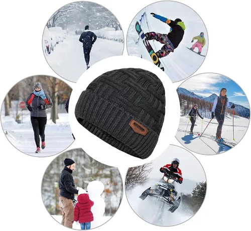 Miniatura 111 de Loritta Gorro de invierno cálido de punto grueso y holgado para hombre