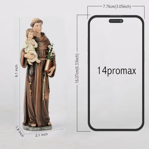 Miniatura 3 de Estatua católica de San Antonio de BC, figura bendita, regalo religioso para papá, decoración inspiradora para el hogar, 6 pulgadas de alto, Realista