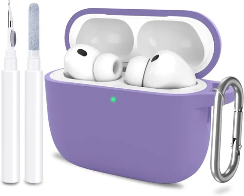 Miniatura 33 de Funda para AirPods Pro 3 con limpiador y protector de silicona suave con llavero para mujeres y hombres, funda para Apple AirPods Pro de 3ª Claro