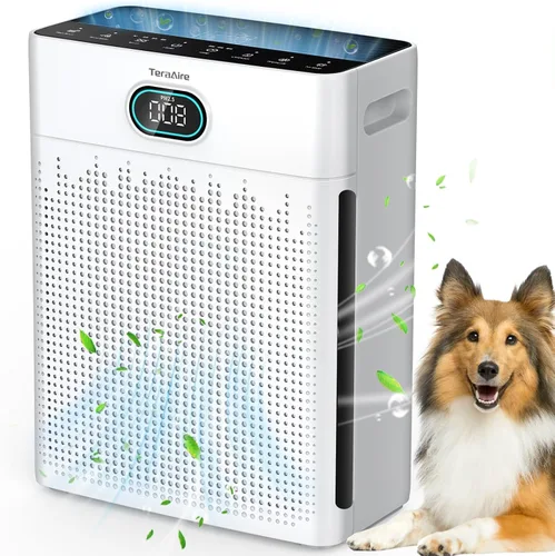 Purificadores de aire para el hogar, cubierta de monitor de calidad del aire PM 2.5 de hasta 2200 pies cuadrados con modo mascota, temporizador,
