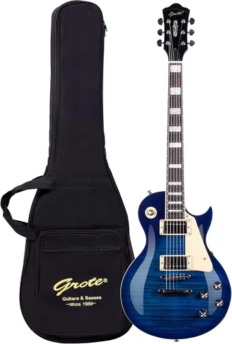 Miniatura 13 de Grote Guitarra eléctrica de cuerpo sólido LPYS-006 con mástil de arce, trastes de acero inoxidable, ideal para todos los niveles, con bolso de Negro