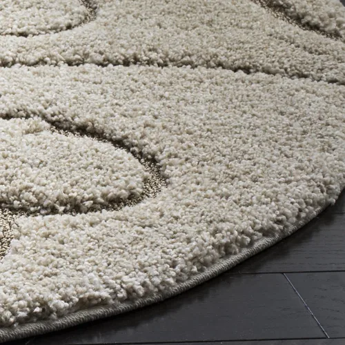 Miniatura 4 de SAFAVIEH - Alfombra de la colección Florida Shag - 10 pies redonda, color crema y beige, diseño de pergamino, no suelta pelusa y fácil de limpiar