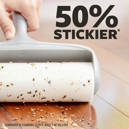 Miniatura 2 de Scotch-Brite Rodillo antipelusa 50% más adhesivo de superficie grande, ideal para quitar el pelo de mascotas, 60 hojas