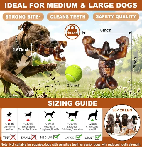 Miniatura 3 de MOXIKIA Juguetes masticables para perros para masticadores agresivos casi indestructibles, sabor a tocino, juguetes de hueso de perro resistentes