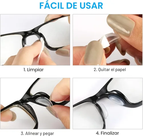 Miniatura 6 de SURMAP Almohadillas nasales para gafas, cómodas almohadillas nasales de silicona suave para gafas, con parte trasera adhesiva, cámara de aire 10