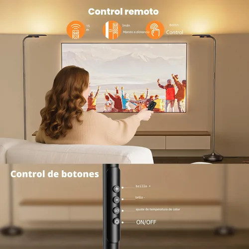 Miniatura 4 de SIBRILLE Lámpara de pie LED de 36 W, lámpara de pie súper brillante, moderna lámpara alta regulable con control remoto, lámpara de pie de lectura