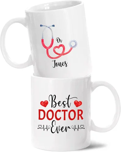 Miniatura 12 de Tazas personalizadas del mejor médico del mundo, tazas de café personalizadas con nombre, tazas de té personalizadas para médico, regalos de Taza