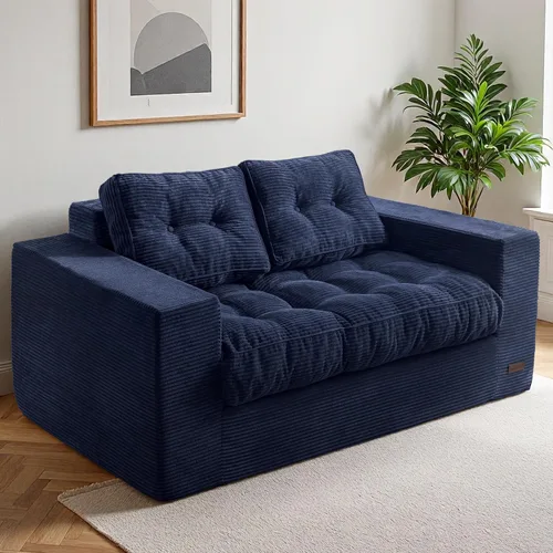 Miniatura 22 de MAXYOYO Sofá de dos plazas para sala de estar, sofá pequeño acolchado sin estructura, cómodo sillón tipo puf para espacios pequeños, dormitorio