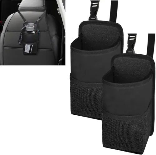 Miniatura 7 de Portavasos grande 2 en 1, organizador lateral multifuncional para asiento de automóvil de 80 onzas, bolsa colgante para botellas de agua, soporte