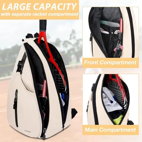 Miniatura 3 de Ytonet - Bolsa de tenis, mochila de tenis para colgarse, bandolera resistente al agua para hombres y mujeres, compatible con raquetas de Pickleball