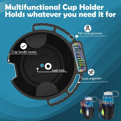 Miniatura 2 de EUPHENG Eupeng - Soporte multifuncional para tazas de kayak, diseño antideslizante, diseño de señuelo, almacenamiento de herramientas, 2 tamaños