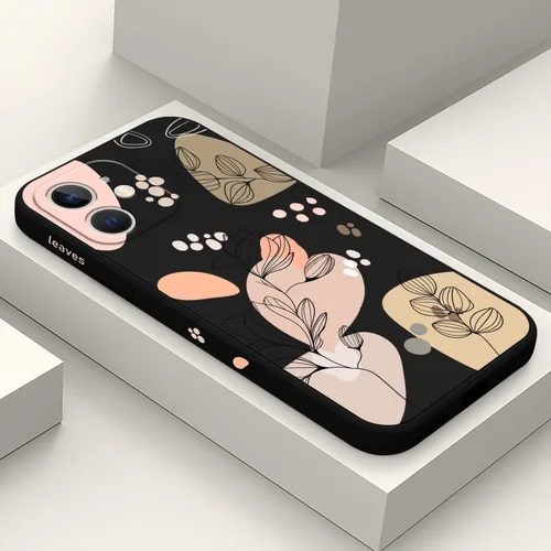 Miniatura 26 de LEECG Funda para iPhone 12 Mini, diseño creativo con estampado floral, funda antiarañazos de microfibra suave, funda de silicona líquida para Negro