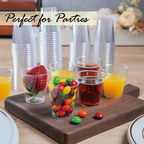 Miniatura 2 de 100 piezas de vasos transparentes premium de 1 onza. Vasos transparentes desechables para degustación de vino, vodka, whisky, shots de gelatina
