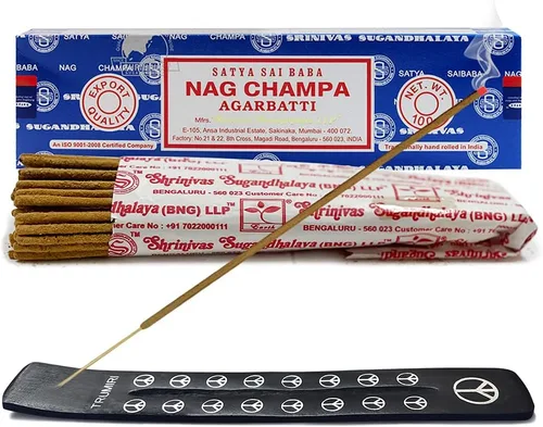 Miniatura 2 de TRUMIRI Paquete de soportes para incienso con varillas de incienso Satya Sai Baba Nagchampa de 3.53 oz (100 g) - Paquete de 1