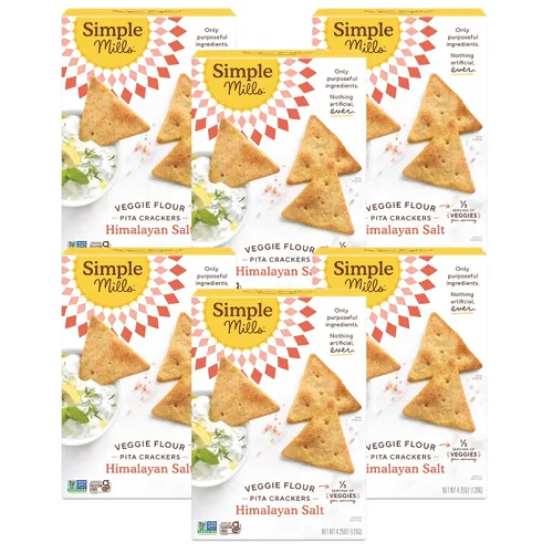 Miniatura 14 de Simple Mills Veggie Pita Crackers, hierbas mediterráneas, sin gluten, veganas, bocadillos saludables, aptas para paleo, 4.25 onzas (paquete de 6)