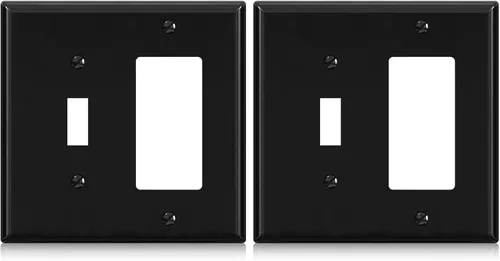 Miniatura 7 de ELEGRP - Placa de pared combinada de 2 ventanas, interruptor de luz de palanca de 1 banda, 1 dispositivo decorador/GFCI, placas de pared combinadas