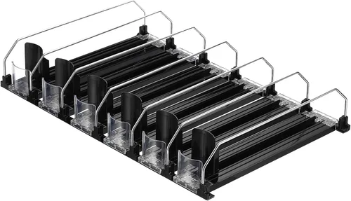 Miniatura 8 de uxcell Organizador de latas de soda para refrigerador, organizador de bebidas autoempujable para refrigerador, dispensador de bebidas ajustable