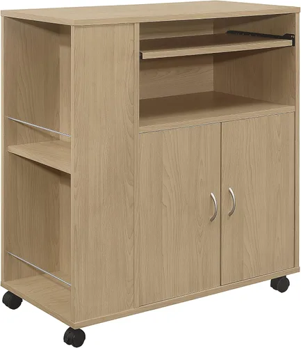 Miniatura 3 de Kings Brand Furniture - Carrito rodante de isla de cocina con ruedas con gabinete de almacenamiento, haya