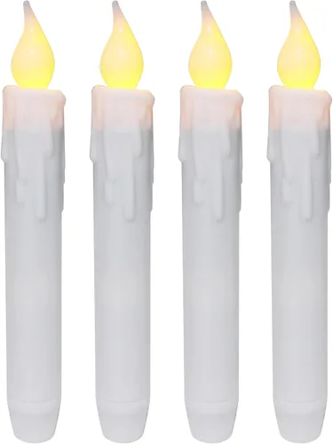 Miniatura 7 de CVHOMEDECO. Velas cónicas parpadeantes LED, velas sin llama con goteo, operadas por batería con temporizador, blancas, 4-3/4 pulgadas, juego de 2