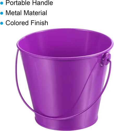 Miniatura 5 de PATIKIL Cubos de metal de colores de 4.7 pulgadas, paquete de 4 cubos para lápices, contenedores redondos de metal con asas para manualidades