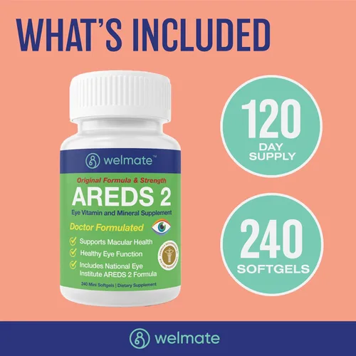 Miniatura 6 de WELMATE AREDS 2 Vitaminas para los ojos, 240 mini cápsulas blandas (suministro para 4 meses) – Luteína 5 mg y zeaxantina 1 mg con vitamina C, E
