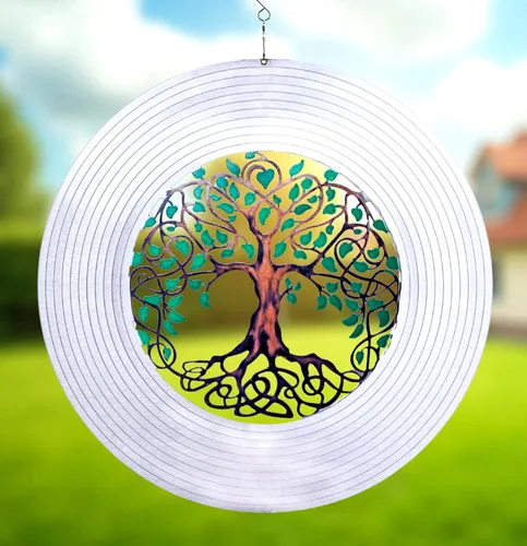 ISEO Molinillo de viento XL Árbol de la Vida para patio y jardín, decoración colgante al aire libre, arte de patio, decoración de porche y patio,