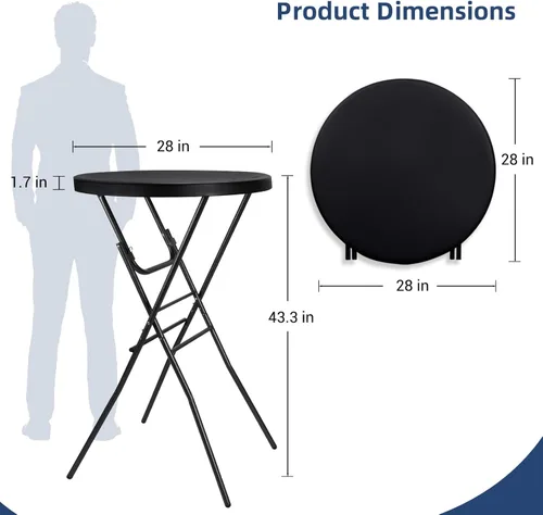 Miniatura 3 de Byliable Mesa de Cóctel 71cm Plegable Redonda de Alta Calidad para Interior y Exterior con Patas Desmontables, Mesa de Bar de Altura de Bistró