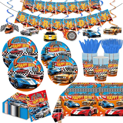 Suministros de fiesta de carreras de llamas, decoraciones de cumpleaños para niños y niños de 20 invitados