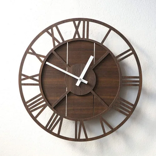 Miniatura 4 de Wall Clock European Retro Wall Clock Mute Living Room Wall Charts Nostalgic Nordic Country Style Watch 39.4CM * 39.4CM (Color : Brown)(Black)