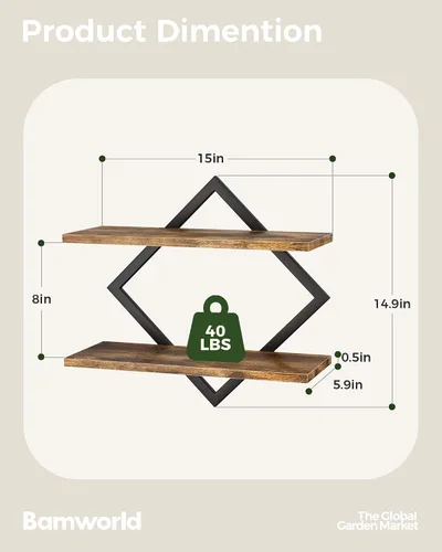 Miniatura 2 de Bamworld Estantes flotantes para macetas de pared para plantas de interior, estantes colgantes, soporte para plantas, decoración de pared, soporte