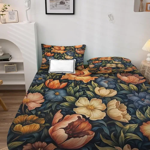 Miniatura 3 de Lotus Sábanas tamaño individual – Sábanas de cama de flor de loto, microfibra suave, bolsillo profundo, sábanas y fundas de almohada sin arrugas, 3