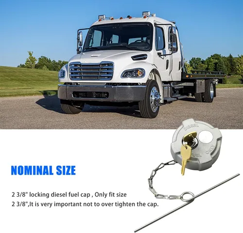 Miniatura 3 de 2 tapas de combustible diésel de bloqueo de 2 3/8 pulgadas compatibles con Freightliner M2 tapas de combustible para camiones pequeños, repuesto