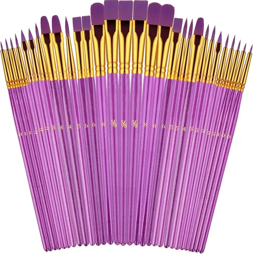 Miniatura 18 de Juego de pinceles de pintura, 30 piezas de pinceles de pintura para pintura acrílica, pincel de pintura al óleo, acuarela y acrílica, pinceles