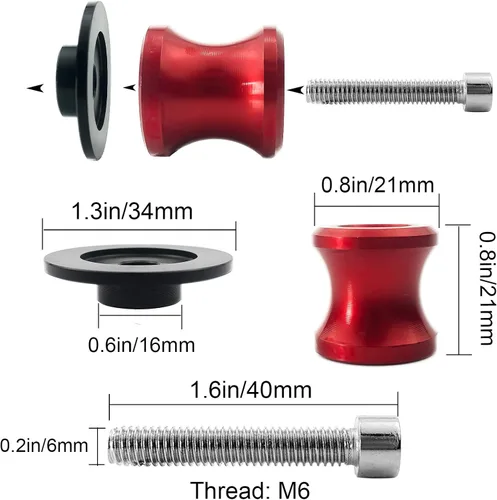 Miniatura 7 de 6MM M6 X 1.5 Motocicleta Brazo oscilante Sliders Carretes CNC Tornillos de soporte de brazo oscilante 2 piezas para Yamaha YZF R1 R3 R6 R25 R125 R6S