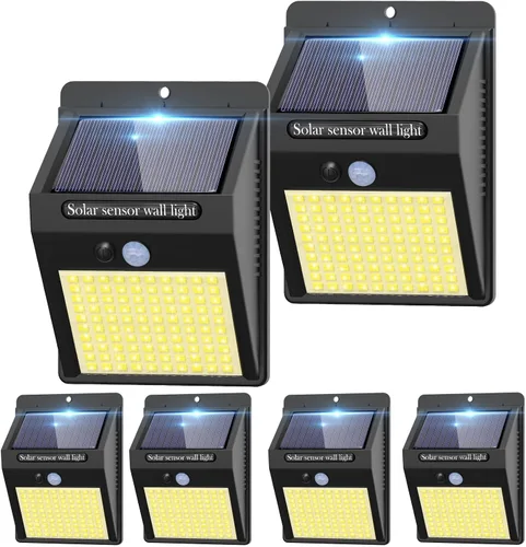 Miniatura 13 de 2 paquetes de luces solares para exteriores con sensor de movimiento - 3 modos/100 LED, luces solares de seguridad inalámbricas, resistentes al agua