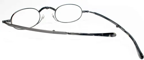 Miniatura 5 de Calabria Gafas de lectura plegables con especificaciones plateadas, lectores de bolsillo plegables para hombres y mujeres, estuche rígido negro