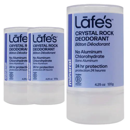 Lafe's Desodorante natural Crystal Mineral Rock sin perfume para mujeres y hombres, vegano, sin crueldad, sin gluten, sin parabenos y sin