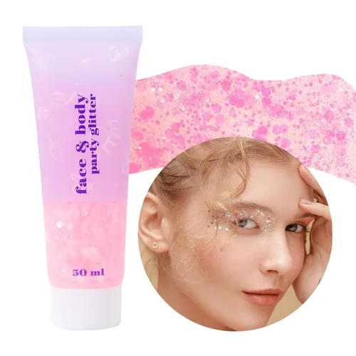 Miniatura 31 de DAGEDA Gel de purpurina corporal, lentejuelas de gel corporal con purpurina para la cara, sombra de ojos líquida, purpurina gruesa para cara, Sirena
