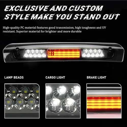 Miniatura 6 de Tercera luz de freno LED para Dodge Ram 1500 2002-2008, para Dodge Ram 2500 3500 2003-2009, lámpara de carga trasera, luz de freno de montaje alto