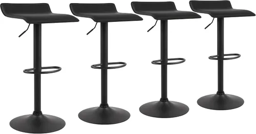 Miniatura 17 de NOBPEINT Taburete de bar giratorio ajustable cromado contemporáneo con base negra, juego de 2, color negro
