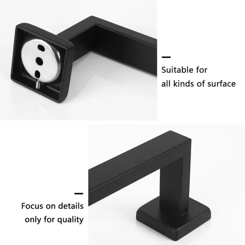 Miniatura 5 de NearMoon - Barra para toallas, accesorios de baño de acero inoxidable premium cuadrado de espesor para toalla de ducha en baño, soporte de toalla