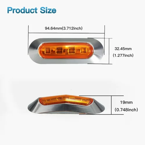Miniatura 6 de ALFU 10 luces LED ámbar DC12V-24V 4 LED indicadoras de marcador lateral lámpara delantera trasera luz interior con bisel cromado universal