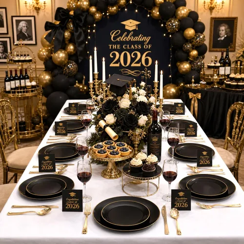 Miniatura 8 de YOUBET 125 piezas de platos de plástico negros y dorados - Platos desechables negros con borde dorado - Incluye 25 platos de cena, 25 platos