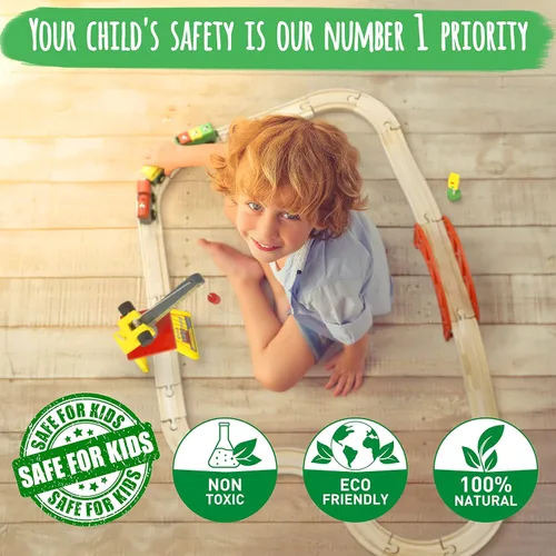 Miniatura 6 de KipiPol Juegos de trenes de madera para niños de 2 a 4 a 7 años – 38 piezas de tren de madera para niños pequeños con grúa, puente y pistas de tren
