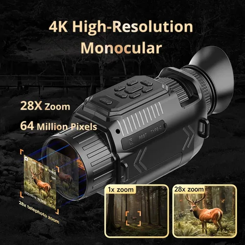 Miniatura 3 de Yoidesu Monocular de visión nocturna, telescopio monocular infrarrojo digital 4K 64MP, zoom digital 28X HD telescopio de alta potencia para la vida