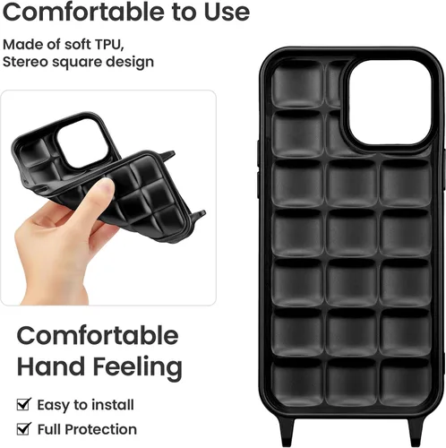 Miniatura 3 de ZCDAYE Funda para iPhone 13 Pro Max con correa, funda de silicona suave con cordón cruzado para teléfono, correa de hombro ajustable para el cuello