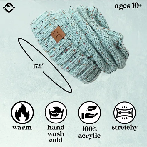 Miniatura 312 de Funky Junque Gorro de moda de punto trenzado de talla extragrande, grueso, abrigado, suave y holgado