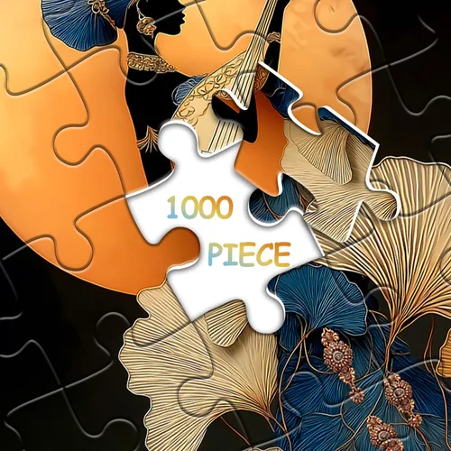 Miniatura 7 de Rompecabezas imposible para adultos de 1000 piezas, rompecabezas de dama de música, rompecabezas de mujer negra, con instrumentos musicales de hoja
